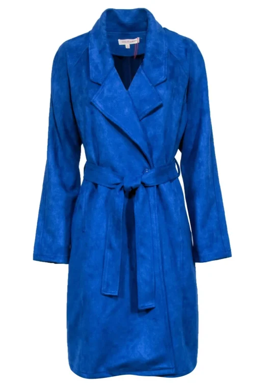 Solitaire - Blue Faux Suede Trench Coat Sz XL