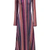 Something Navy - Shimmering Rainbow Striped Knit Reversible Maxi Dress Sz S