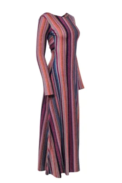 Something Navy - Shimmering Rainbow Striped Knit Reversible Maxi Dress Sz S