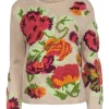 Sonia Bogner - Beige w/ Multicolor Large Floral Print Sweater Sz 8