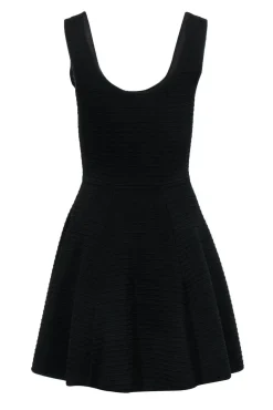 Sonia by Sonia Rykiel - Black Ribbed A-Line Scoop Neck Dress Sz S