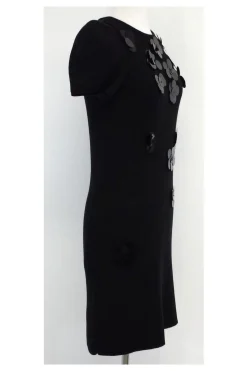 Sonia Rykiel - Black Embellished Cotton Sweater Dress Sz M