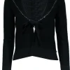 Sonia Rykiel - Black Rhinestone Trim Tie Front Cardigan Sz 10