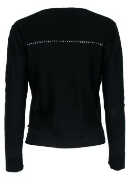 Sonia Rykiel - Black Rhinestone Trim Tie Front Cardigan Sz 10
