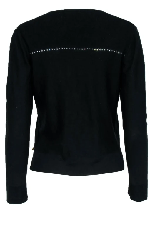 Sonia Rykiel - Black Rhinestone Trim Tie Front Cardigan Sz 10