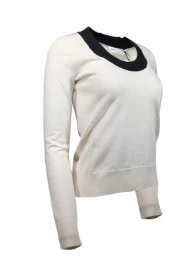 Sonia Rykiel - Ivory w/ Black Trim Wool Blend Sweater Sz S
