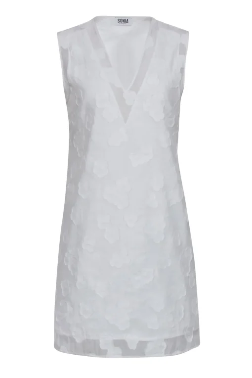 Sonia Rykiel - White Sleeveless 3D Floral Shift Dress Sz S