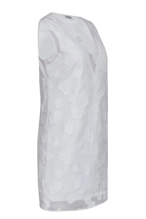 Sonia Rykiel - White Sleeveless 3D Floral Shift Dress Sz S