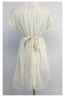 Sophia Eugene - Ivory & Pale Yellow Floral Silk Dress Sz M