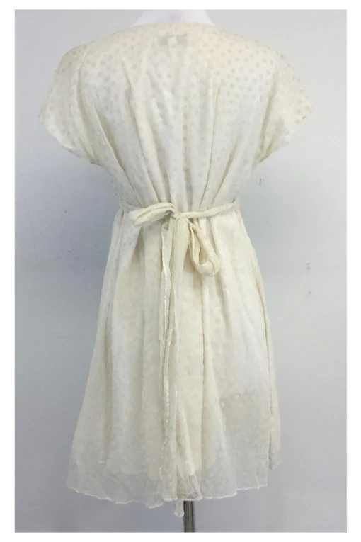 Sophia Eugene - Ivory & Pale Yellow Floral Silk Dress Sz M