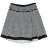 Sportmax - Black & Cream Hounds Tooth Pleated Skirt Sz S
