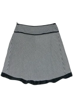 Sportmax - Black & Cream Hounds Tooth Pleated Skirt Sz S