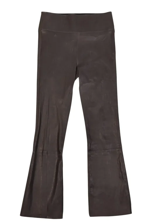 SPRWMN - Grey "Crop Flare Leather Legging" Pants Sz S