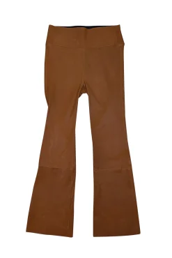 SPRWMN - Tan "Crop Flare Leather Legging" Pants Sz S