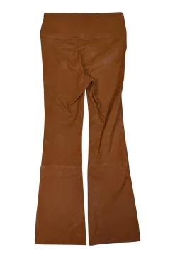 SPRWMN - Tan "Crop Flare Leather Legging" Pants Sz S