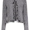 St. John - Beige & Black Woven Jacket w/ Fringe Trim Sz 8