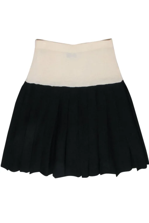 St. John - Black & Cream Pleated Skirt Sz 12