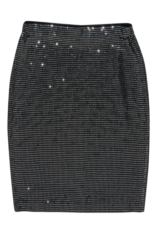 St. John - Black & Silver Shimmer Knit Skirt Sz 4