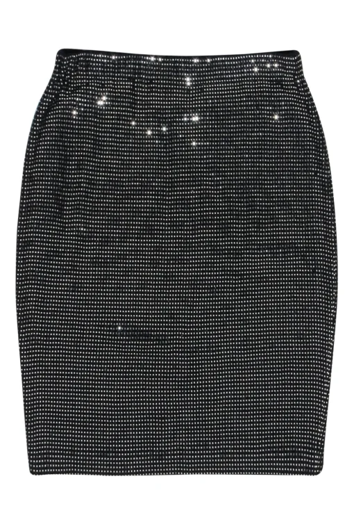 St. John - Black & Silver Shimmer Knit Skirt Sz 4