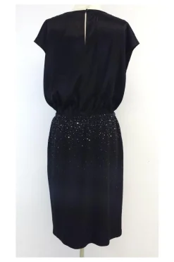 St. John - Black Cap Sleeve Embellished Dress Sz 12