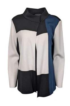 St. John - Black, Cream, & Teal Open Front Jacket Sz 14