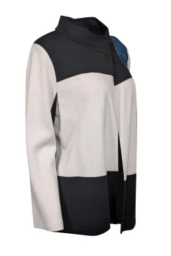 St. John - Black, Cream, & Teal Open Front Jacket Sz 14