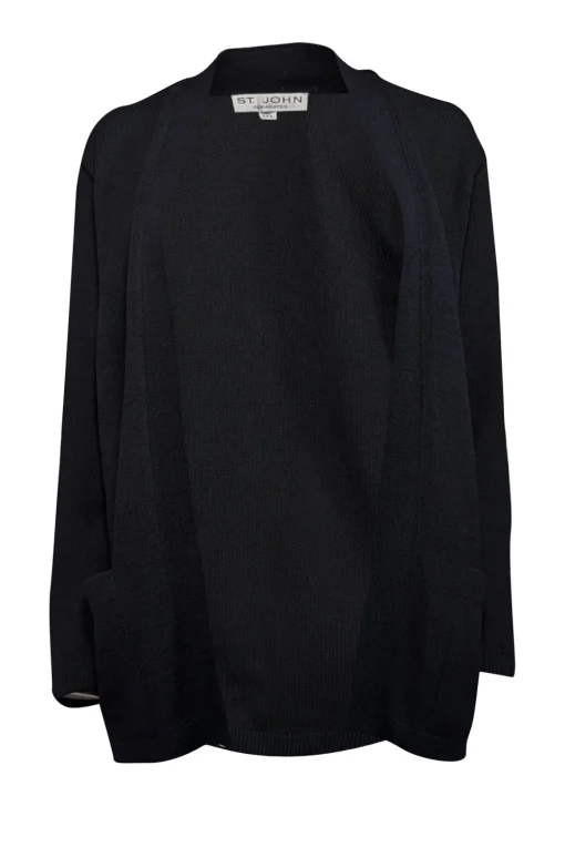 St. John - Black Knit Cardigan w/ Gold Buttons Sz P