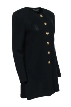 St. John - Black Knit Decorative Button Jacket Sz M