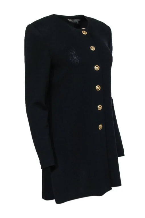 St. John - Black Knit Decorative Button Jacket Sz M