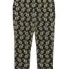 St. John - Black Knit Tapered Leg Pants w/ Gold Flowers Sz 4