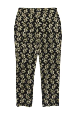 St. John - Black Knit Tapered Leg Pants w/ Gold Flowers Sz 4