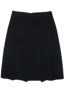 St. John - Black Knit Wool Blend Midi Skirt w/ Back Flounce Sz 10