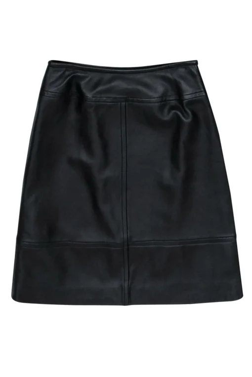 St. John - Black Leather Pencil Skirt Sz 2