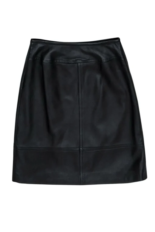 St. John - Black Leather Pencil Skirt Sz 2