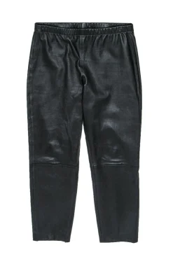 St. John - Black Leather Tapered Pants Sz 6