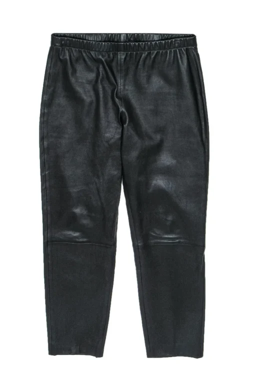 St. John - Black Leather Tapered Pants Sz 6