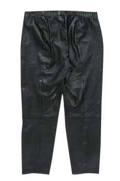 St. John - Black Leather Tapered Pants Sz 6