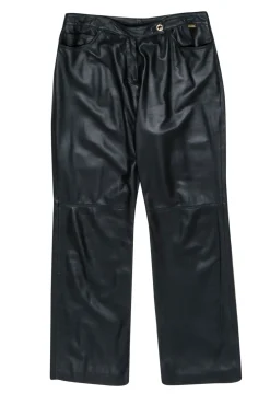 St. John - Black Leather Wide Leg Pants Sz 16