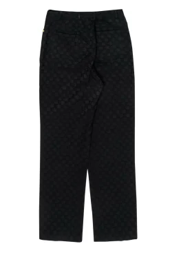 St. John - Black Monogram Textured Straight Leg Trousers Sz 10