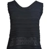 St. John - Black Sleeveless Knit Top w/ Crochet Hem Sz L