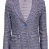 St. John - Blue & Pink Marbled Textured Knit Single Button Blazer Sz 2