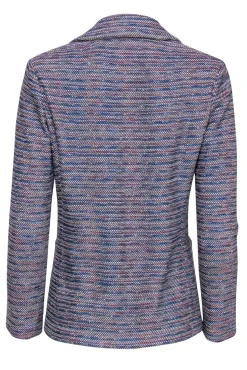 St. John - Blue & Pink Marbled Textured Knit Single Button Blazer Sz 2