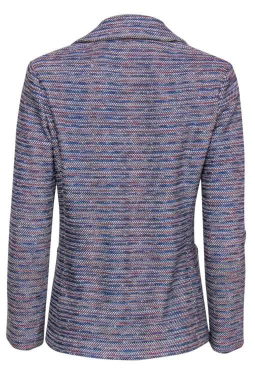 St. John - Blue & Pink Marbled Textured Knit Single Button Blazer Sz 2