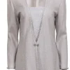 St. John - Champagne Gold Metallic Knit Jacket w/ Detachable Front Panel Sz 10