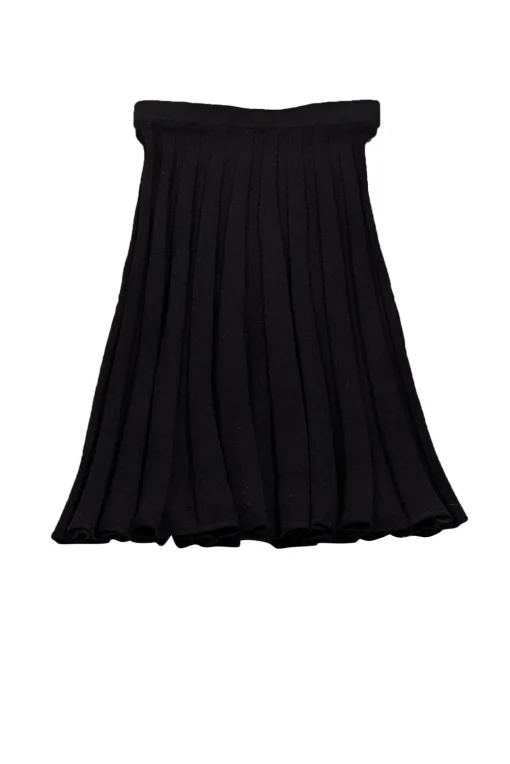 St. John - Dark Navy Pleated Wool Blend Skirt Sz 2