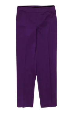 St. John - Eggplant Purple Tapered Leg Pleated Trousers Sz 2