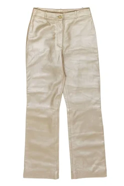 St. John - Gold Leather Straight Leg Pants Sz 8