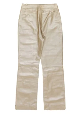 St. John - Gold Leather Straight Leg Pants Sz 8