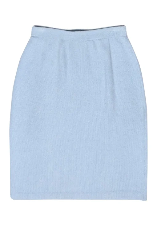 St. John - Light Blue Wool Blend Knit Pencil Skirt Sz S