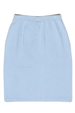 St. John - Light Blue Wool Blend Knit Pencil Skirt Sz S